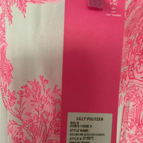 NWT Lilly Pulitzer Ariana one shoulder ruffle romper in Roxie Pink NWT - Picture 10 of 13